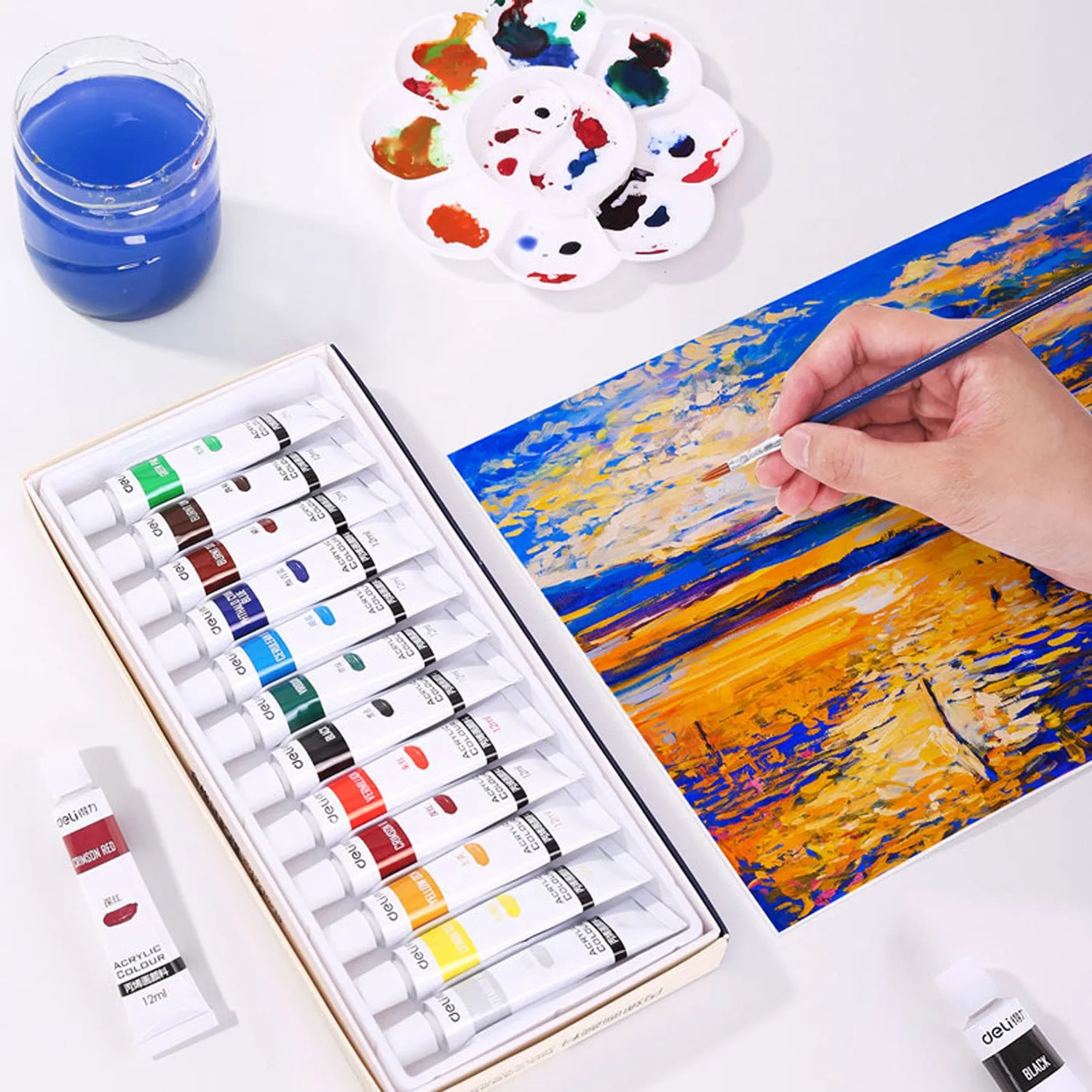 12-pcs Acrylic Color Tube Set