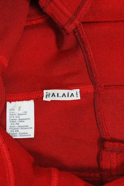 1991 Azzedine Alaia Documented Runway Red Bustier Bodycon Mini Dress