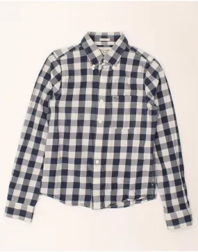 ABERCROMBIE & FITCH Mens Muscle Shirt Small Navy Blue Gingham