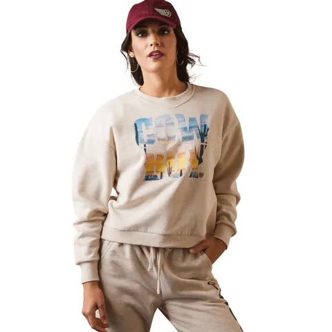 Ariat Women's Cowboy Crew Oatmeal Heather Sweater 10043660