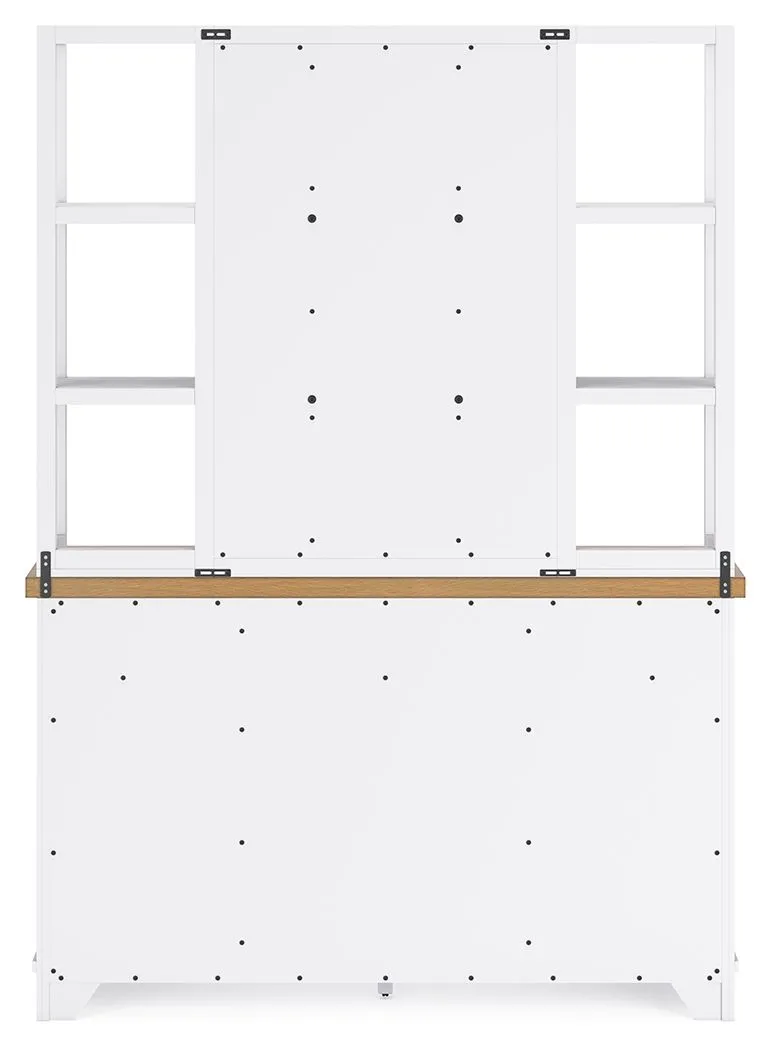 Ashbryn - White / Natural - Dining Server And Hutch