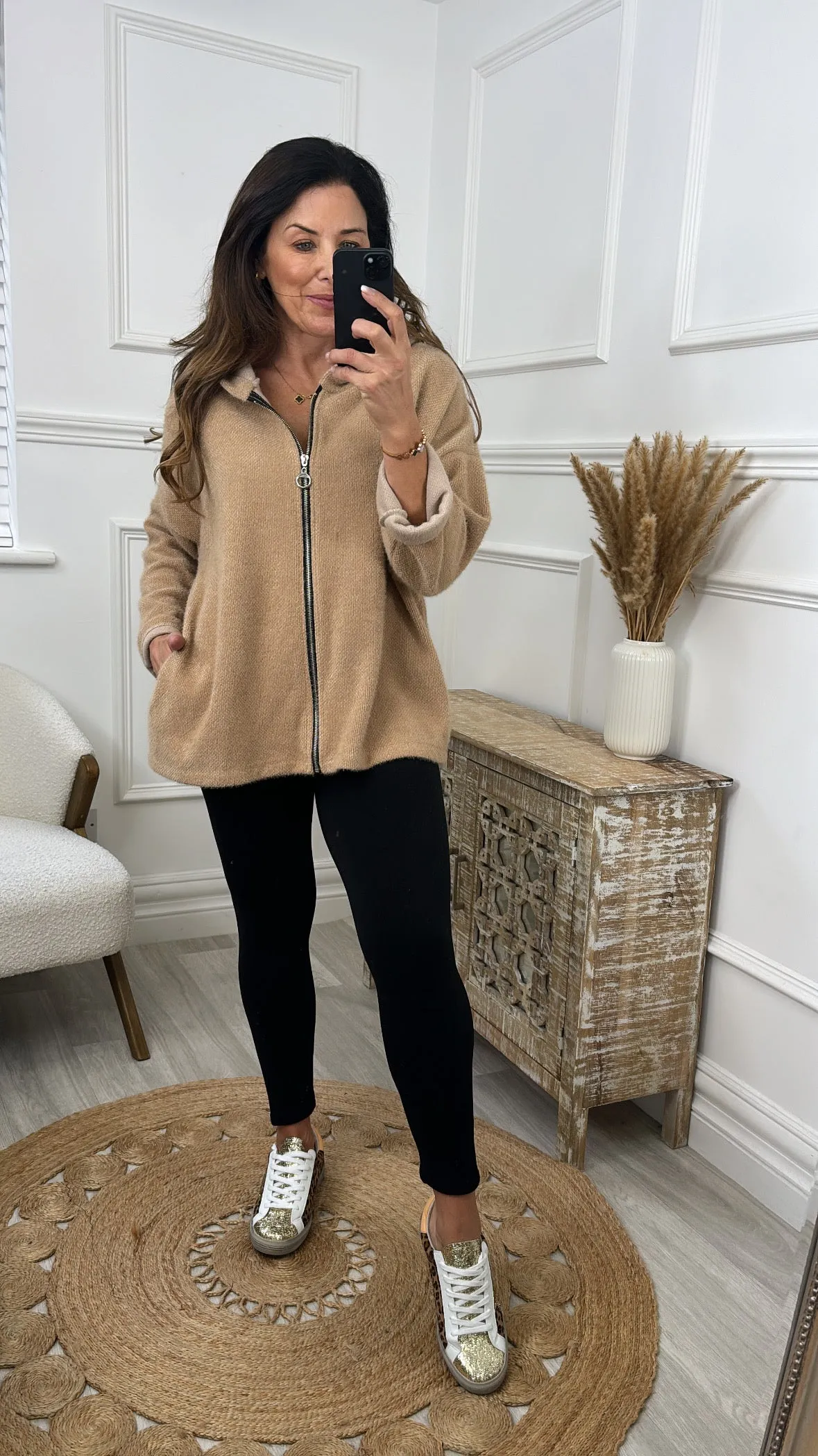 Ayda Beige Hooded Cardigan