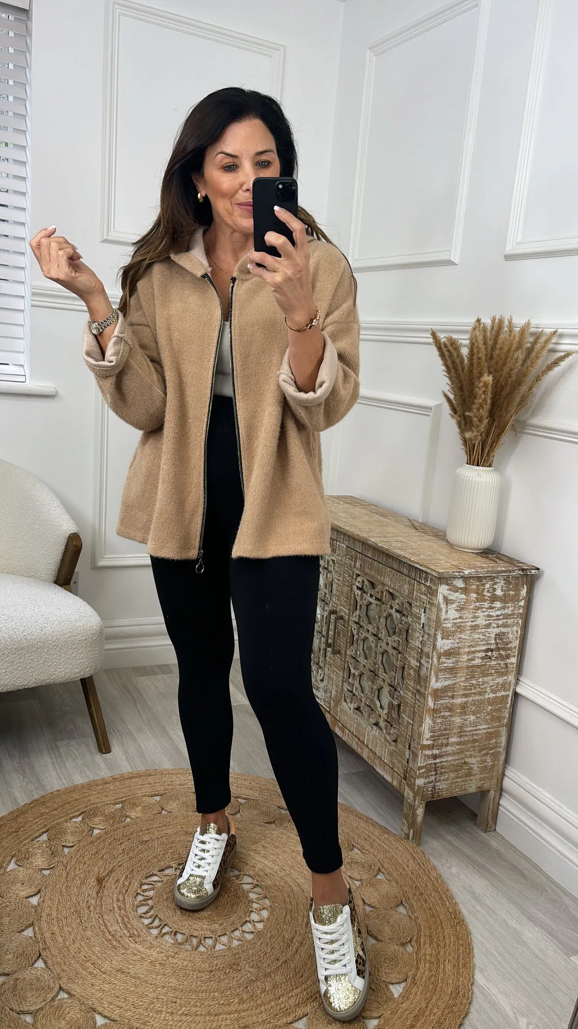 Ayda Beige Hooded Cardigan