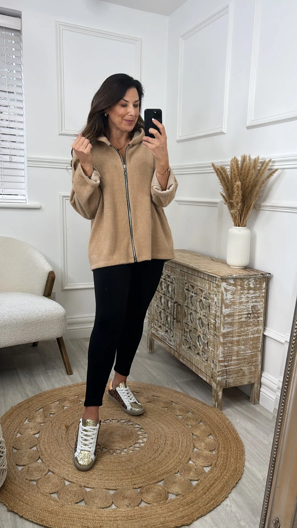 Ayda Beige Hooded Cardigan