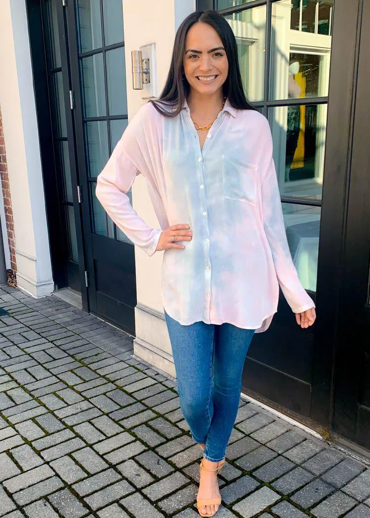 BB Dakota Tie Dye for Tunic Button Up Blouse-***FINAL SALE***