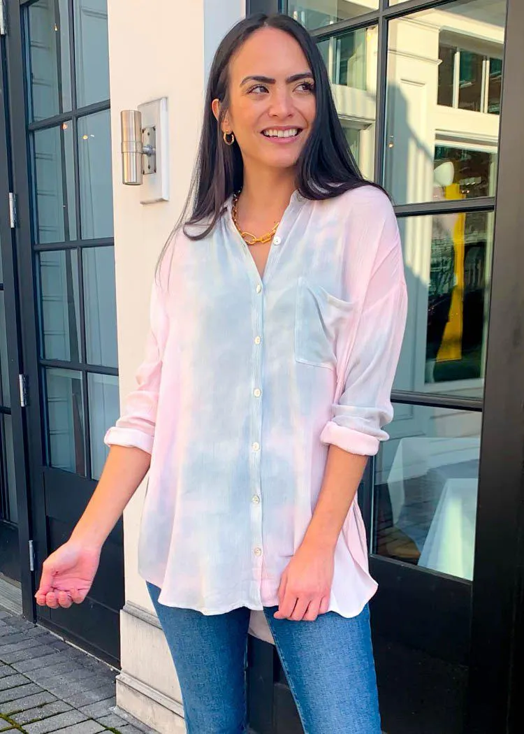 BB Dakota Tie Dye for Tunic Button Up Blouse-***FINAL SALE***