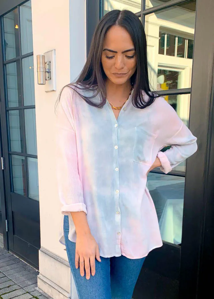 BB Dakota Tie Dye for Tunic Button Up Blouse-***FINAL SALE***