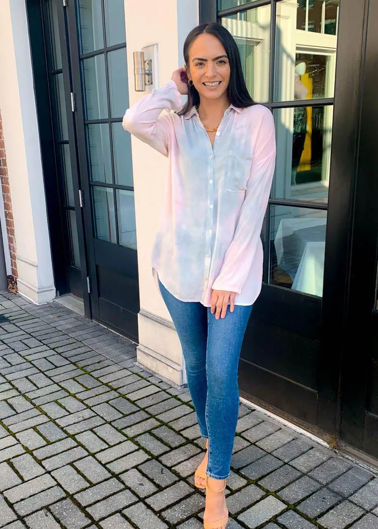 BB Dakota Tie Dye for Tunic Button Up Blouse-***FINAL SALE***