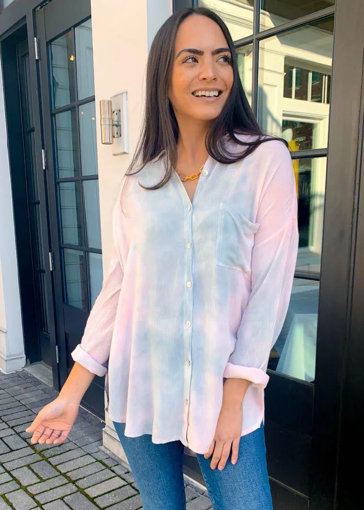 BB Dakota Tie Dye for Tunic Button Up Blouse-***FINAL SALE***
