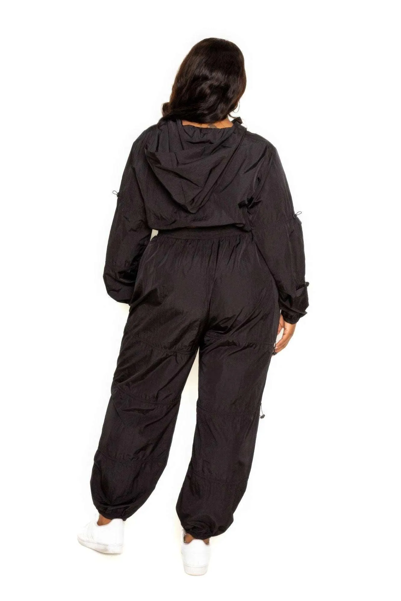 Black Active Zip Up Set Cord Lock Detail