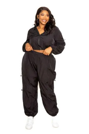 Black Active Zip Up Set Cord Lock Detail