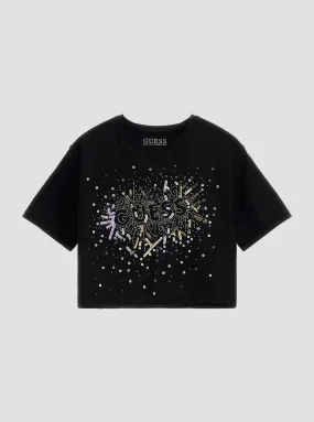 Black Fireworks Crop T-Shirt (7-16)
