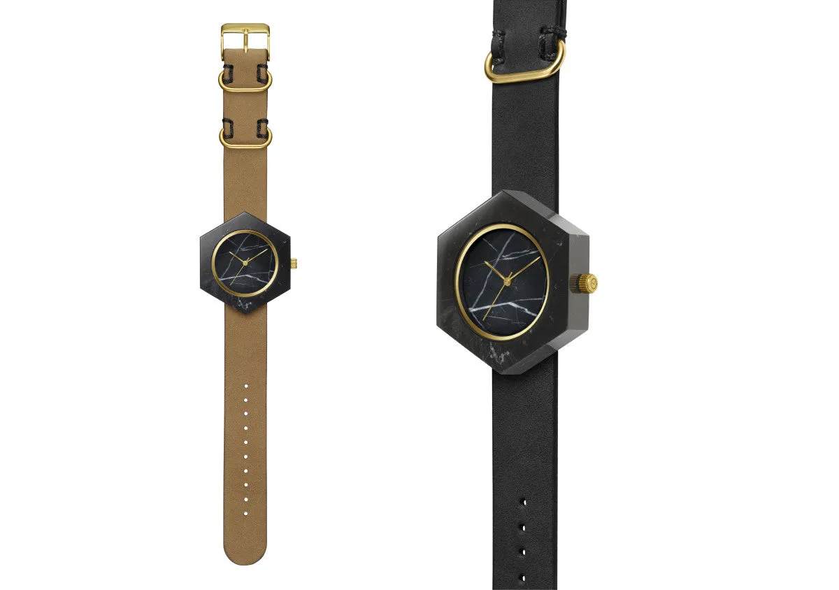 Black Marble Hex Mason Watch ****STRAP ONLY****