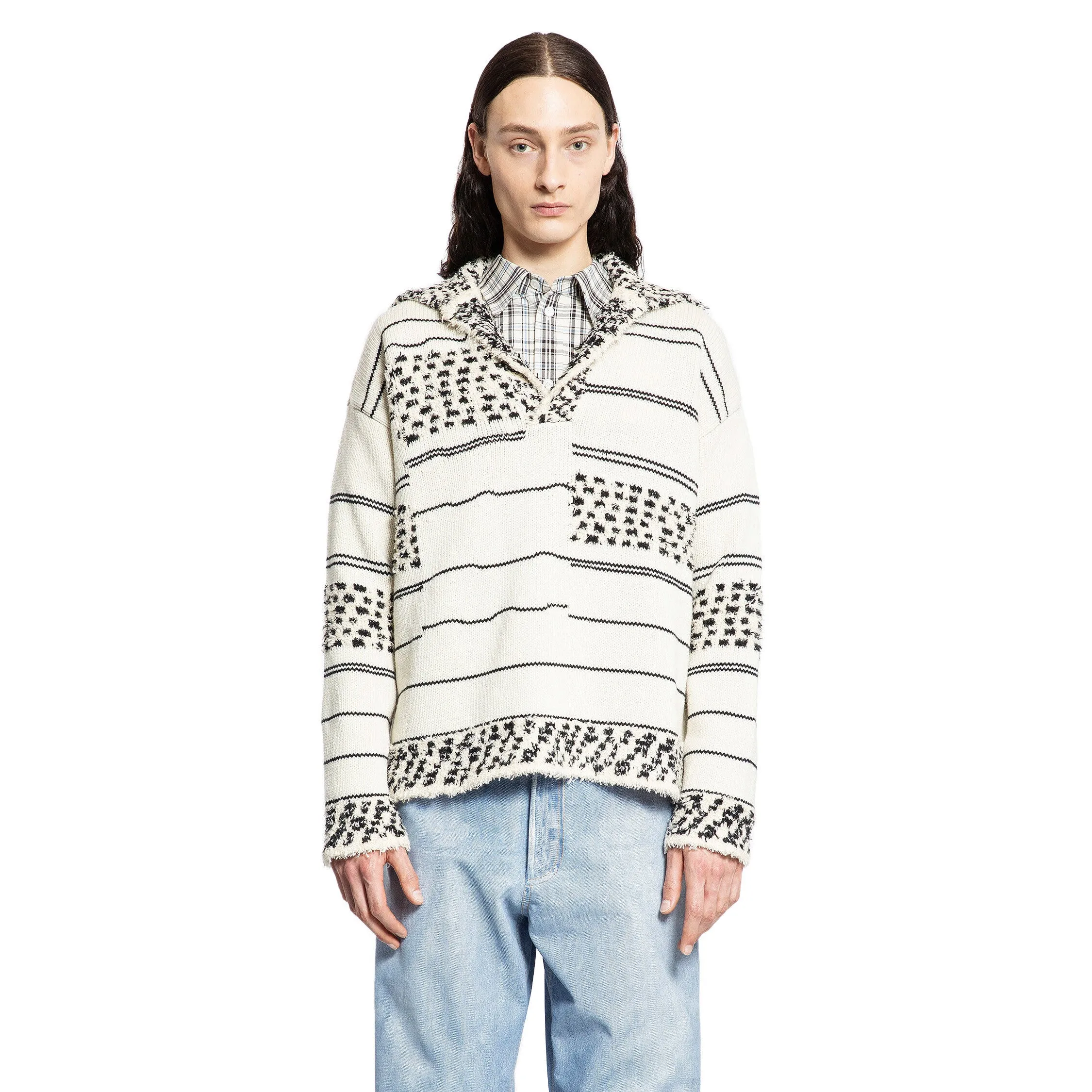 BOTTEGA VENETA MAN BLACK&WHITE KNITWEAR