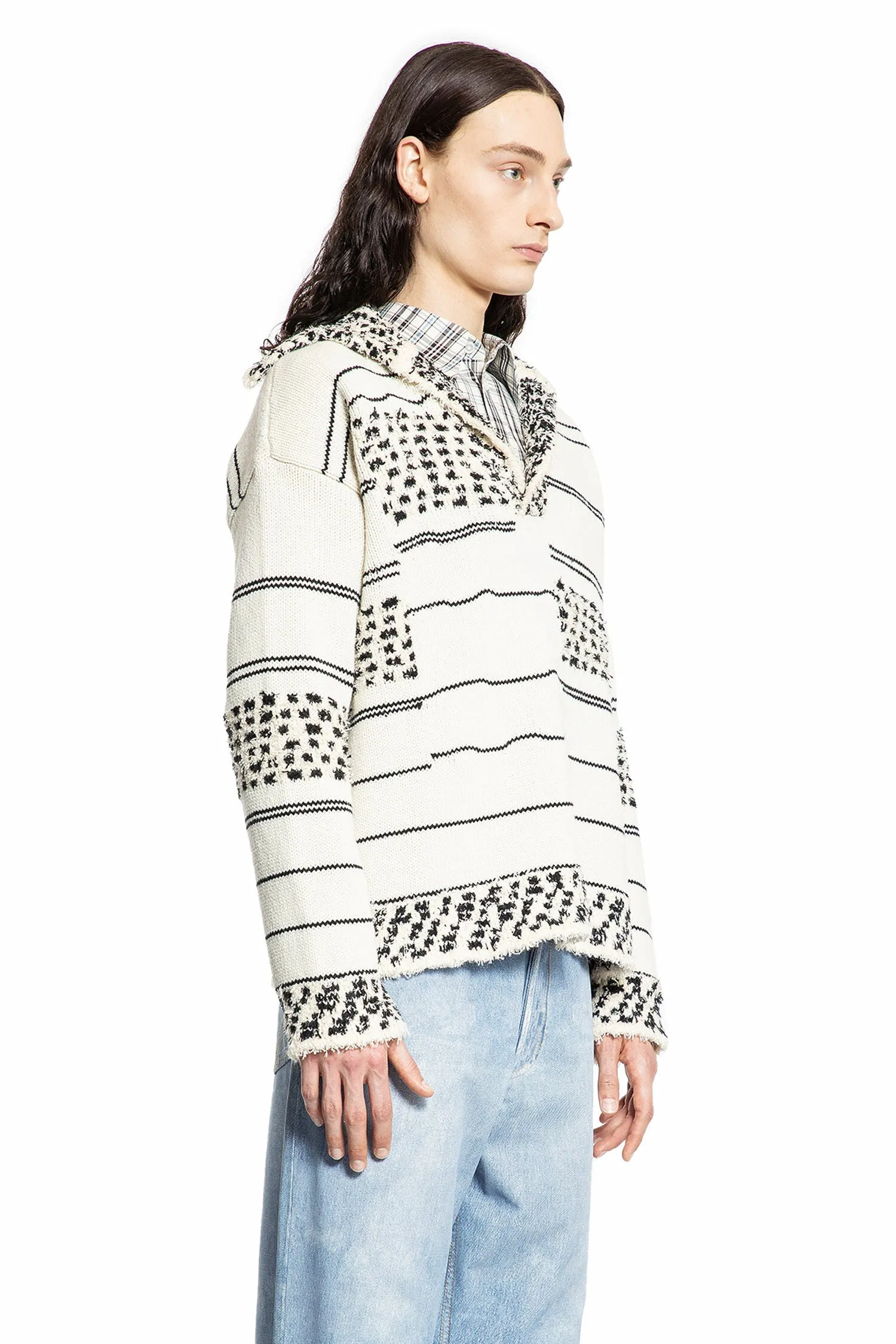 BOTTEGA VENETA MAN BLACK&WHITE KNITWEAR