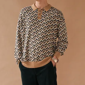bound 'Chevron Brown' Longsleeve Polo