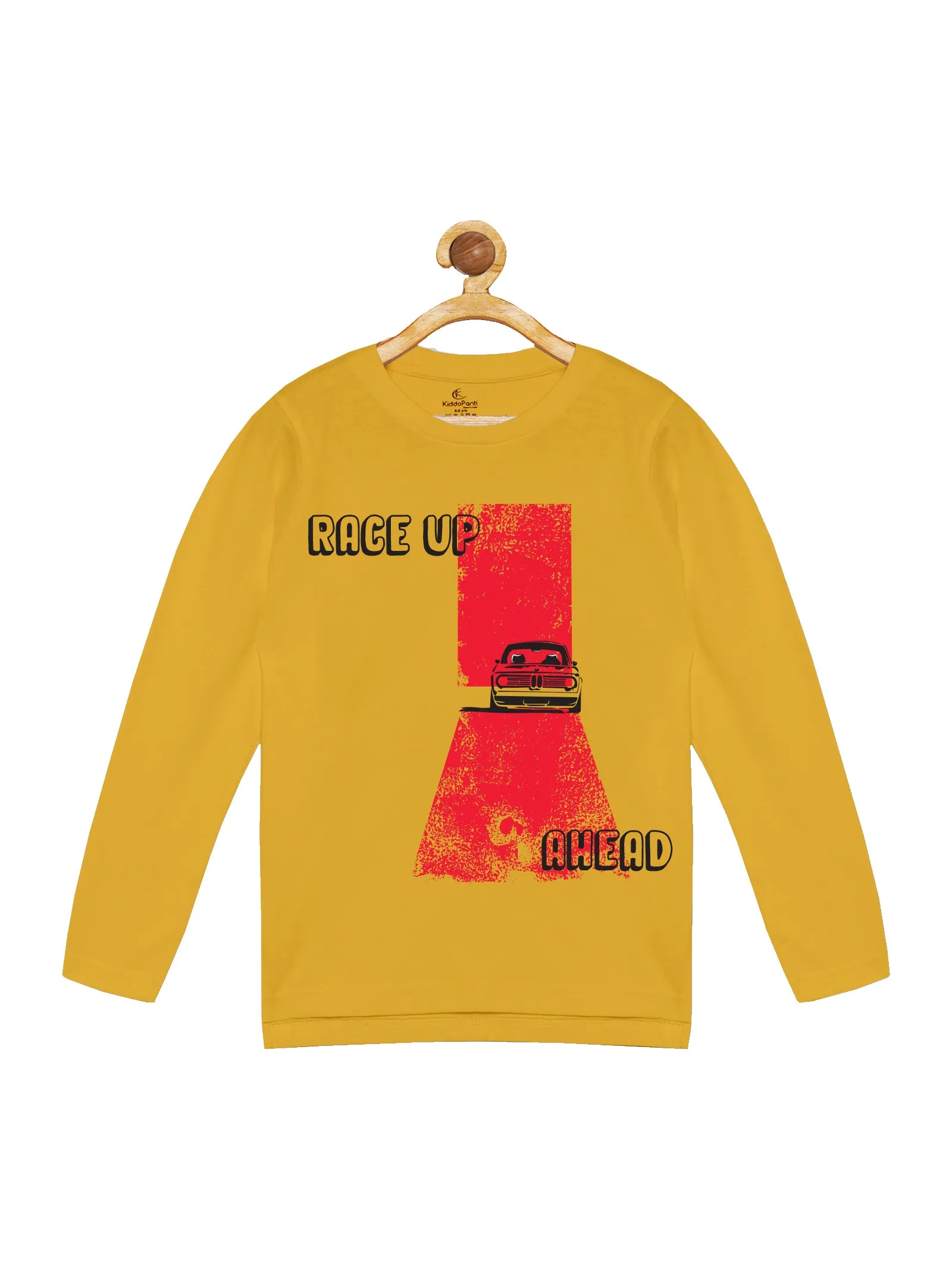 Boy's Printed Full Sleeve Round Neck Tee & Solid Track Pant Set