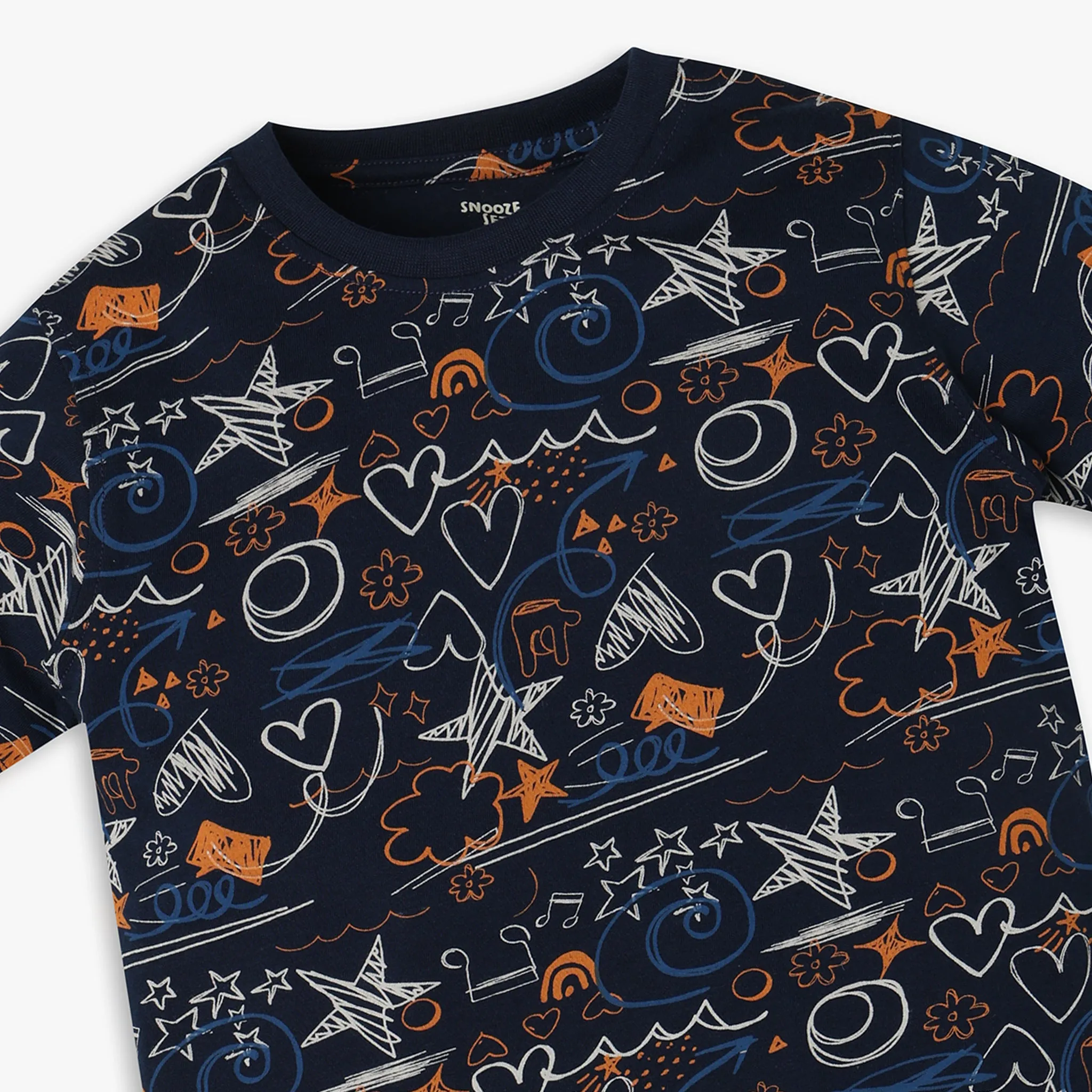 Boys Regular Fit Printed T-Shirt with Pyjama Sleepwear Set
