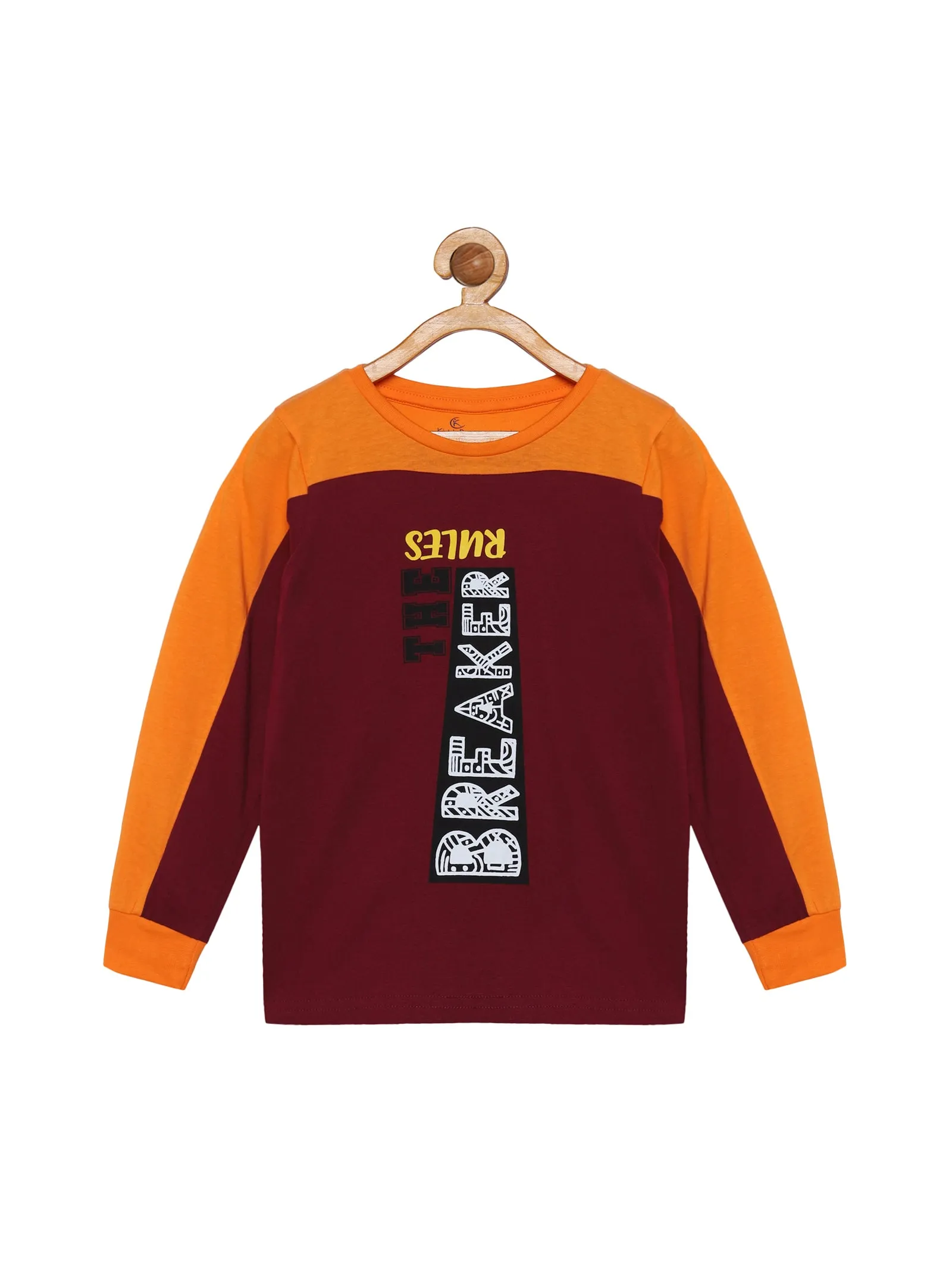 Boys Shoulder Panel Chest Print Tee & Solid Track Pant