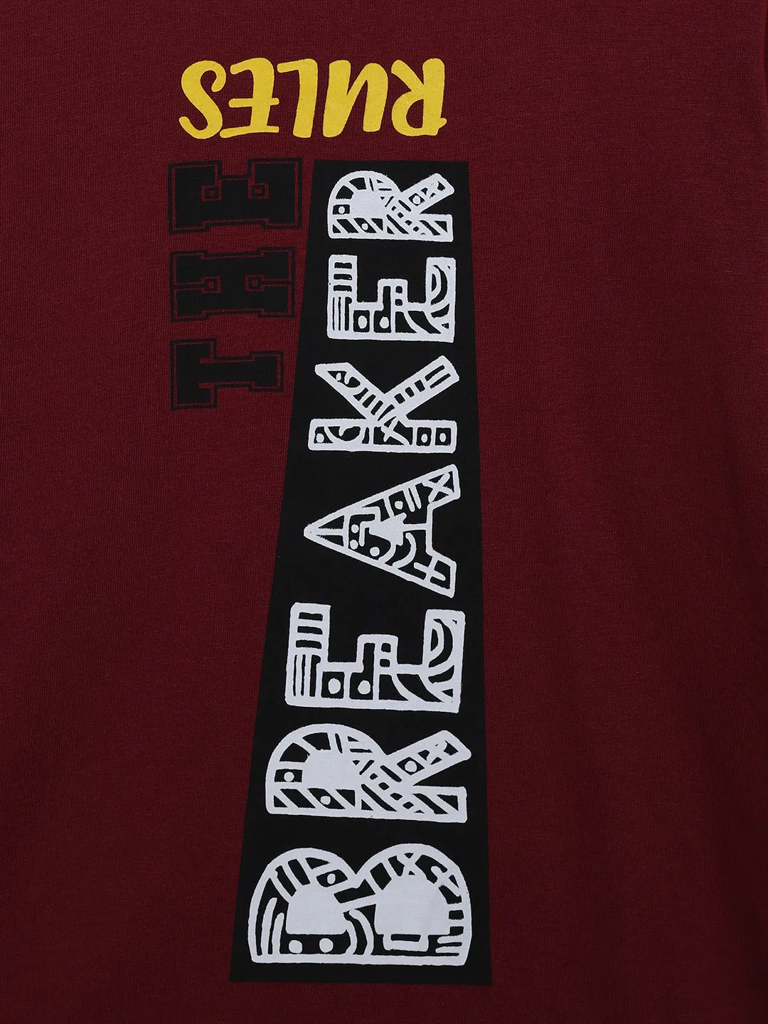 Boys Shoulder Panel Chest Print Tee & Solid Track Pant