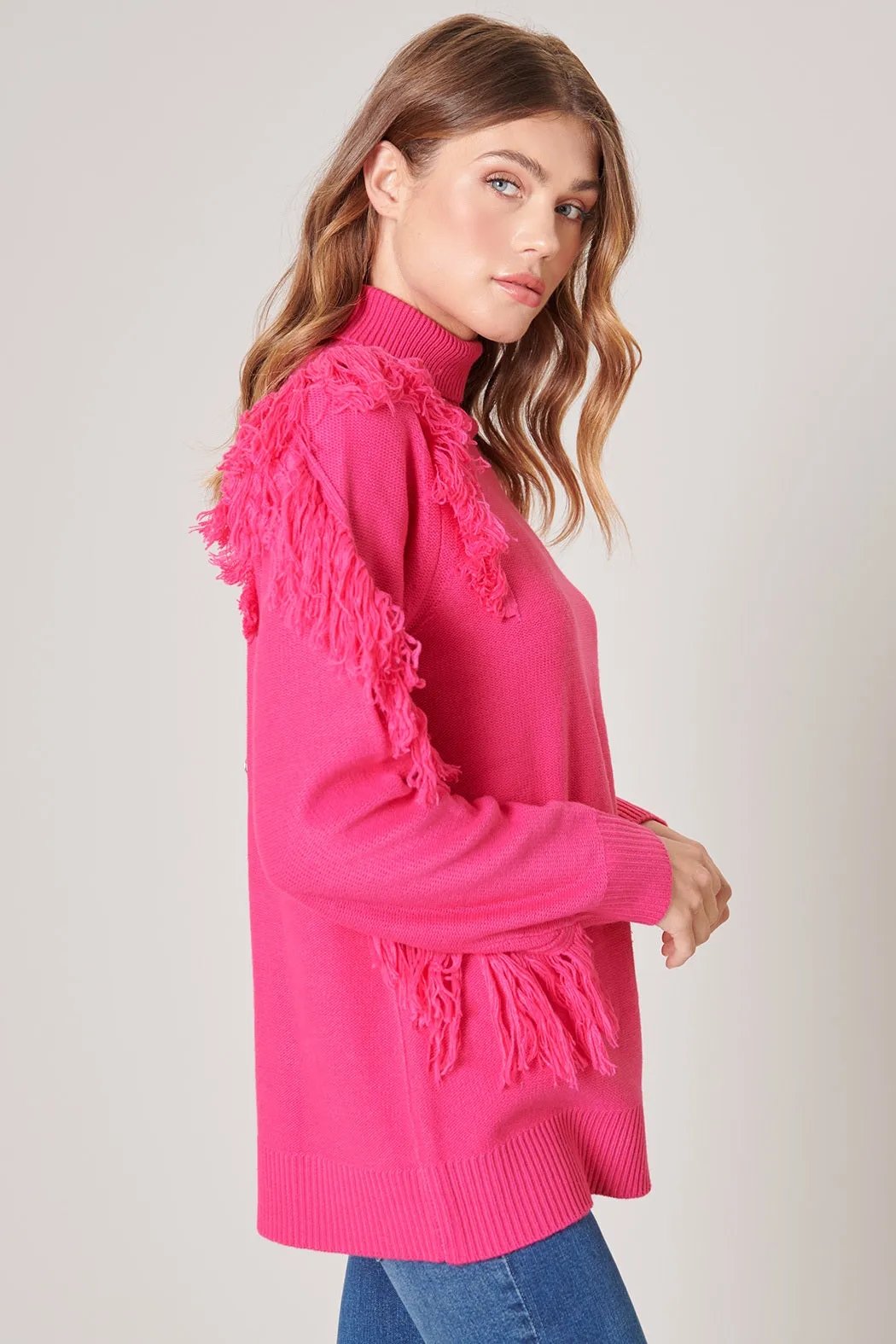 Break It Off Turtleneck Fringe Sweater