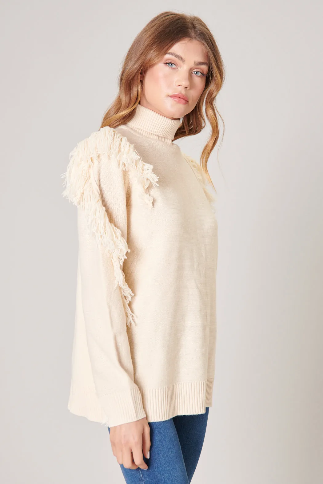 Break It Off Turtleneck Fringe Sweater