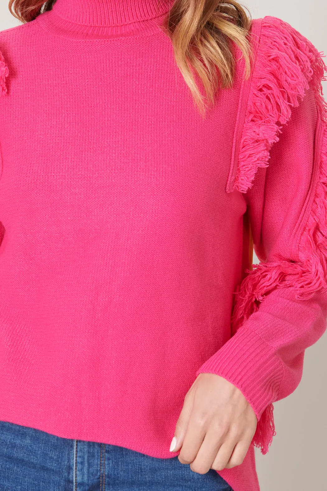 Break It Off Turtleneck Fringe Sweater