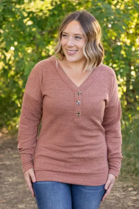 Brittney Button Sweater Top - Terra Cotta