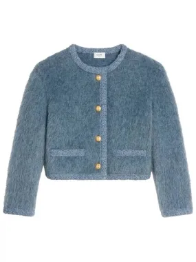 Brushed Mohair Crop Cardigan Blue