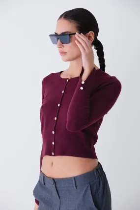 Cardigan crop a con bottoni oro in viscosa - FW25