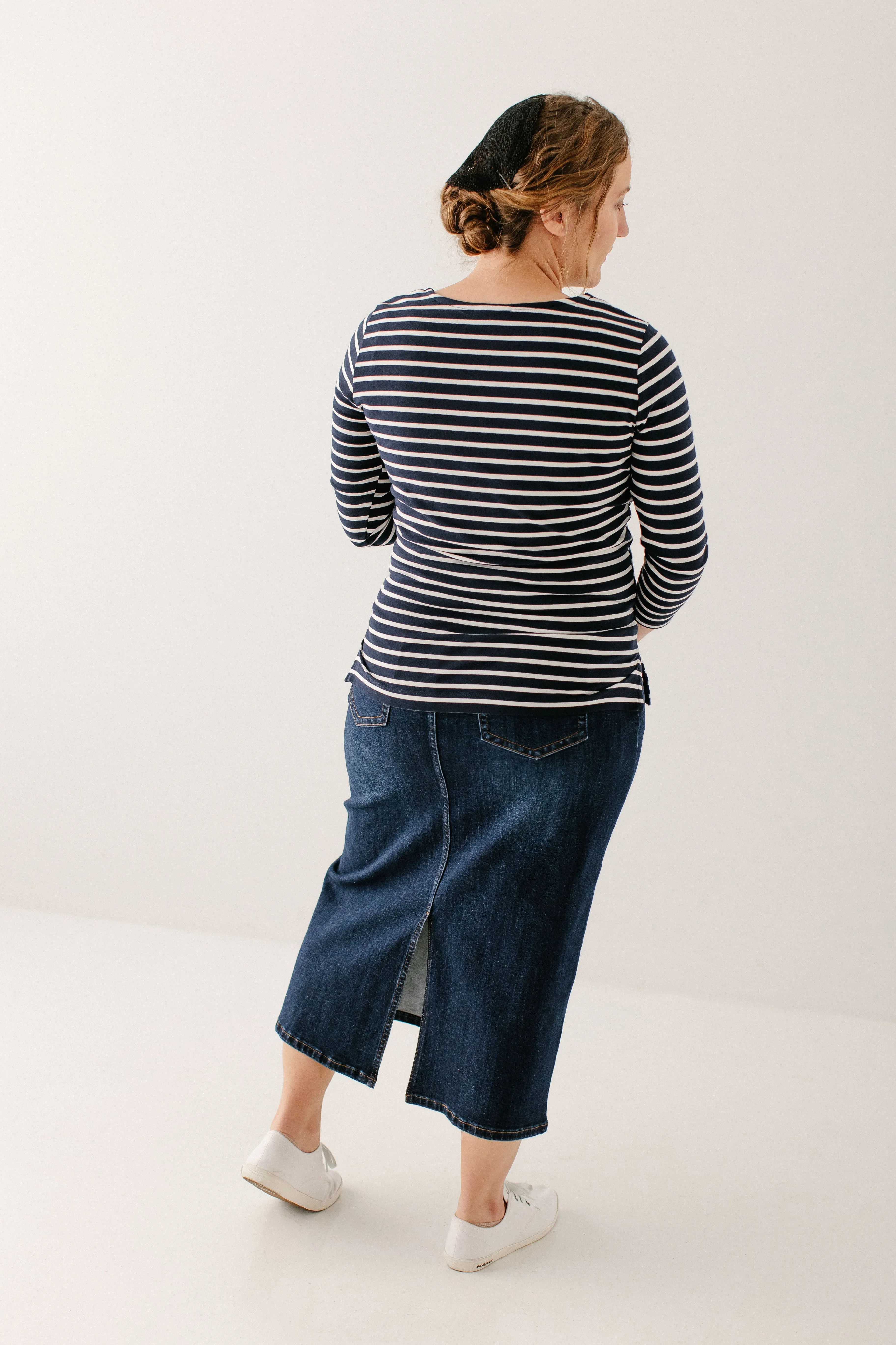 'Carla' Maternity Long Denim Skirt