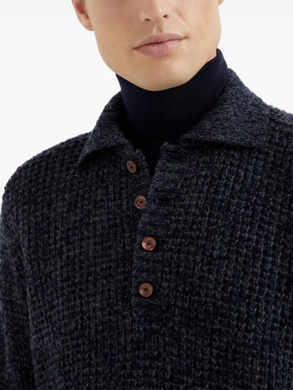 CASHMERE AND WOOL KNITTED POLO