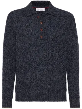 CASHMERE AND WOOL KNITTED POLO