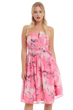 Clara Pink Dress with Neckline Detail