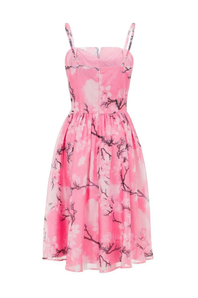 Clara Pink Dress with Neckline Detail