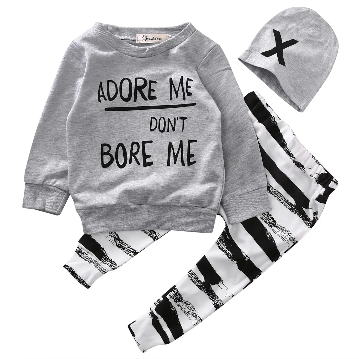 Clothes baby clothing sets Newborn Baby Boy Long Sleeve T shirt  zebra Pant Hat 3pcs Outfits Set