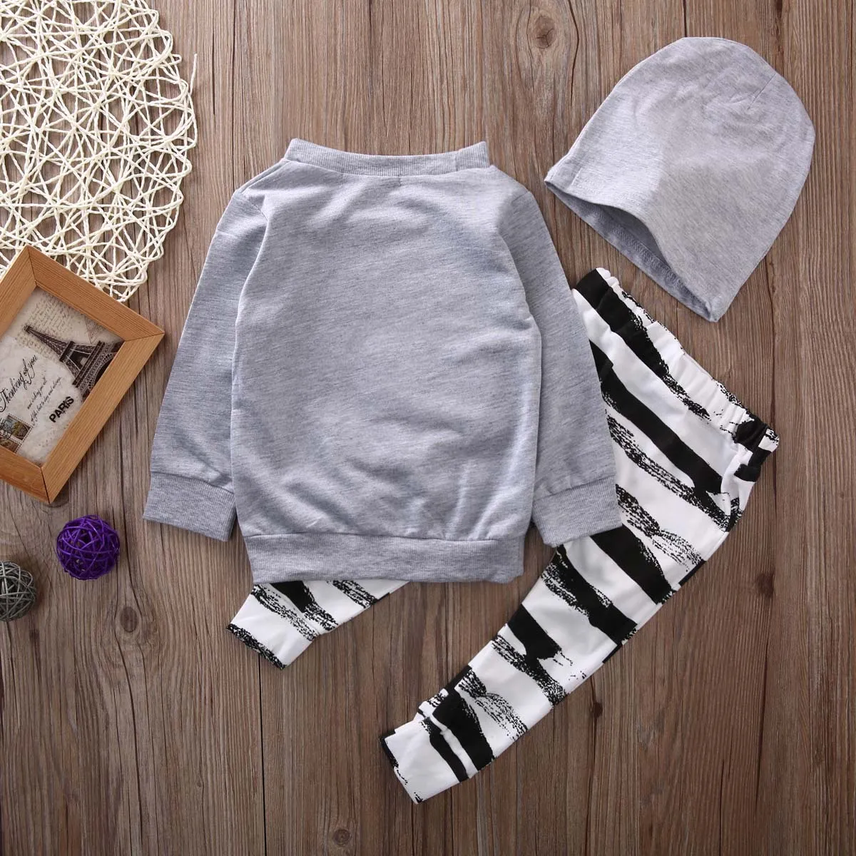 Clothes baby clothing sets Newborn Baby Boy Long Sleeve T shirt  zebra Pant Hat 3pcs Outfits Set