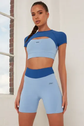 Contrast Waist Cycle Shorts in Blue