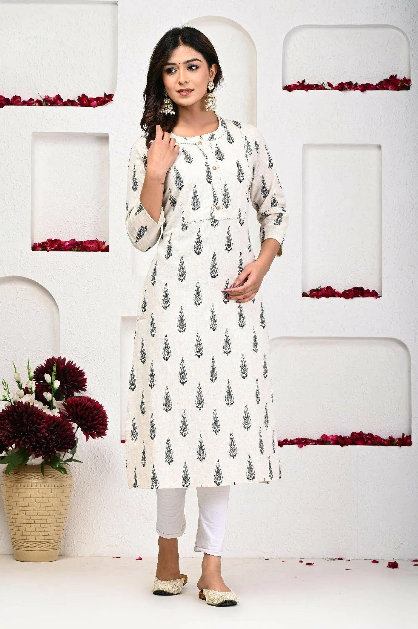 Cotton Flex Kurti Collection - Fresh Blossom Print