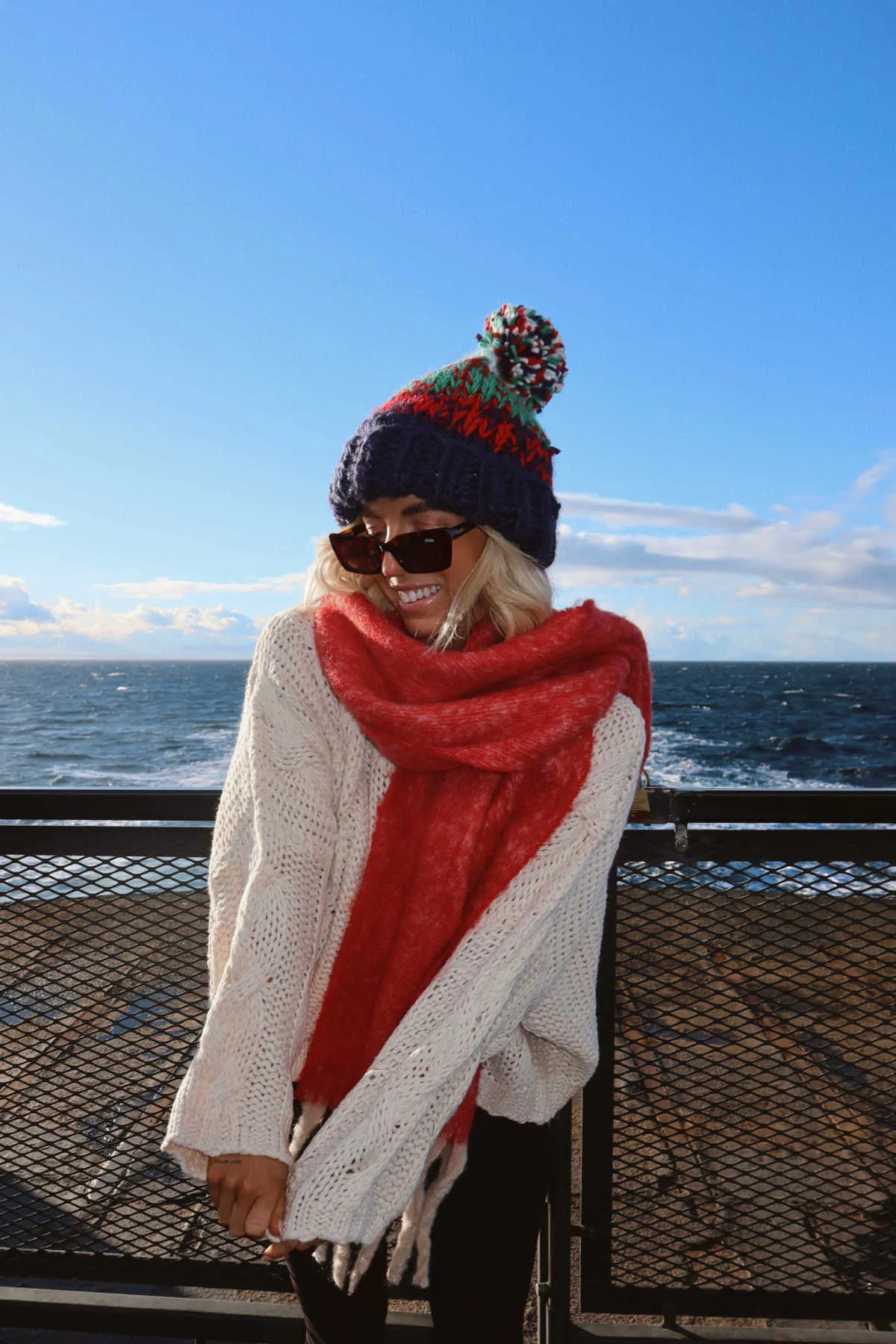 Cream V Neck Cable Knit Sweater - FINAL SALE