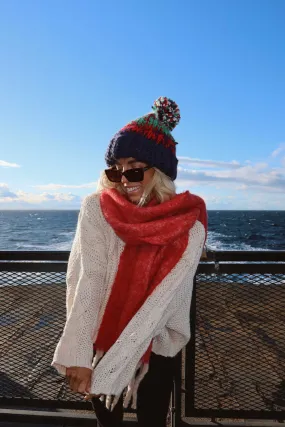 Cream V Neck Cable Knit Sweater - FINAL SALE