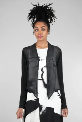 Crop Silk Cardigan, Black