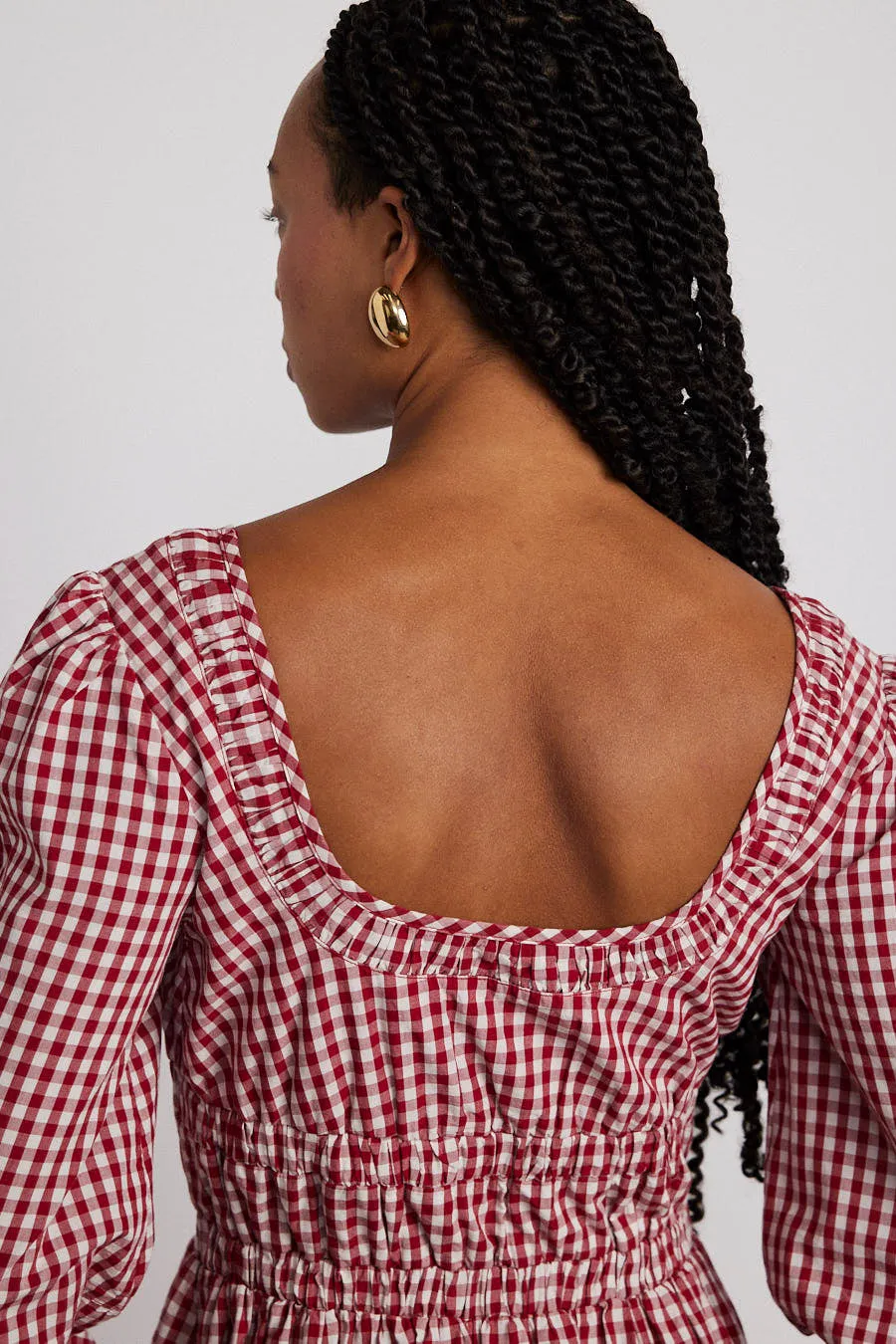 dakota bow midi dress - red gingham