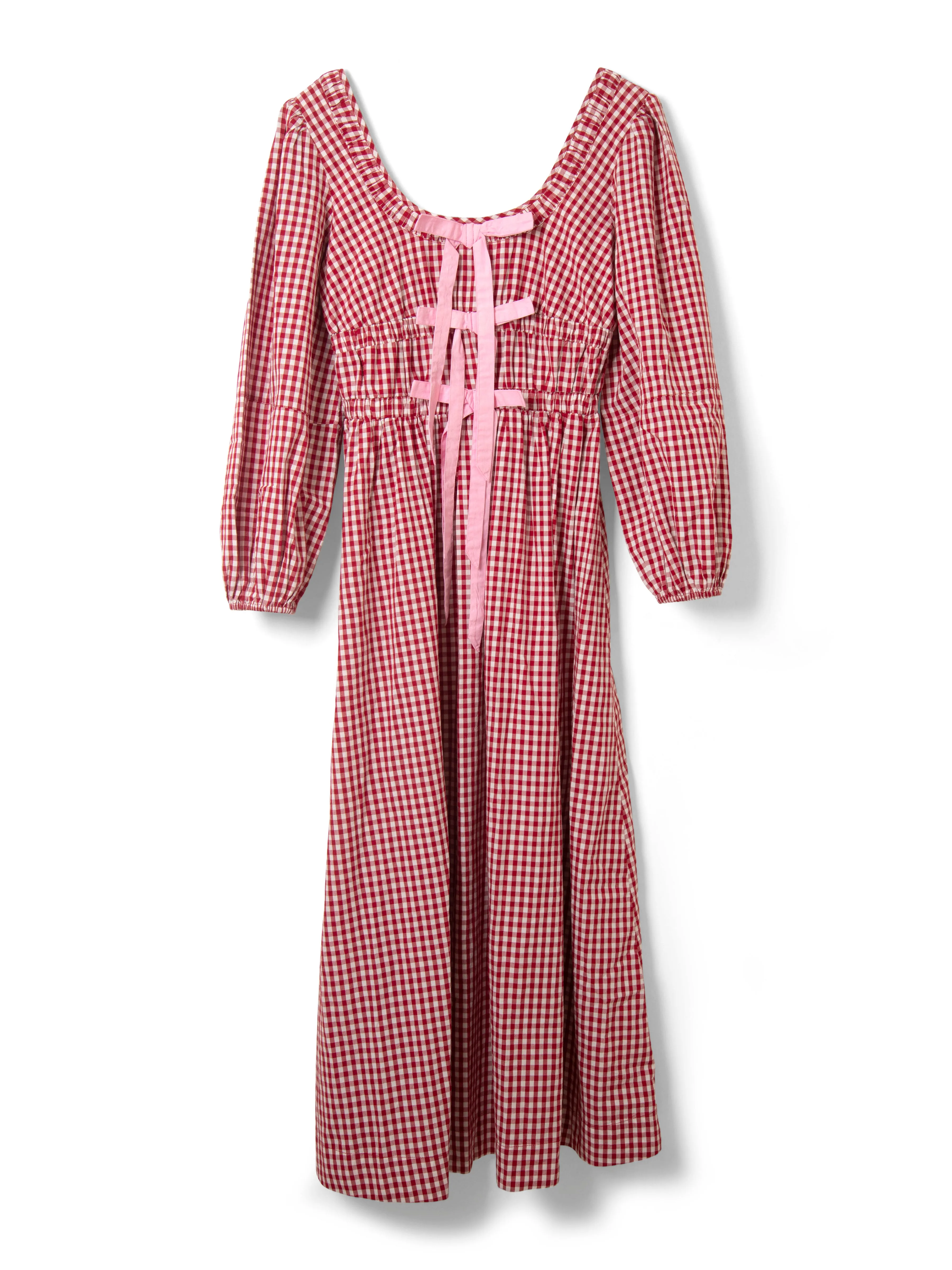 dakota bow midi dress - red gingham