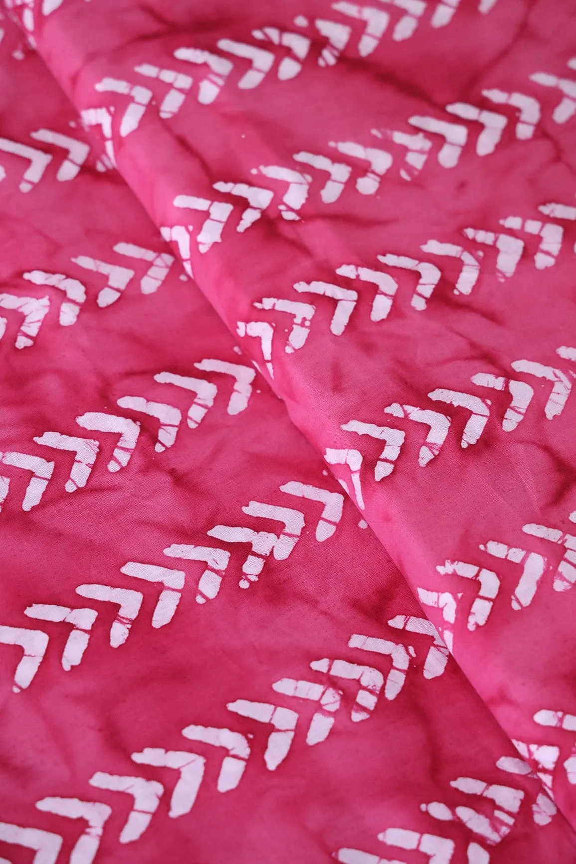 Dark Pink And White Handblock Unstitched Suit (2 Piece)