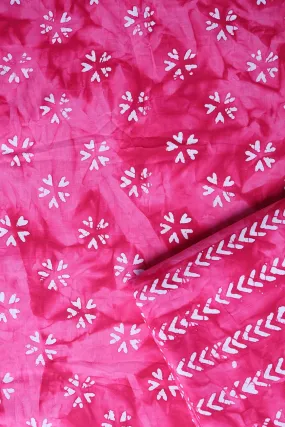 Dark Pink And White Handblock Unstitched Suit (2 Piece)