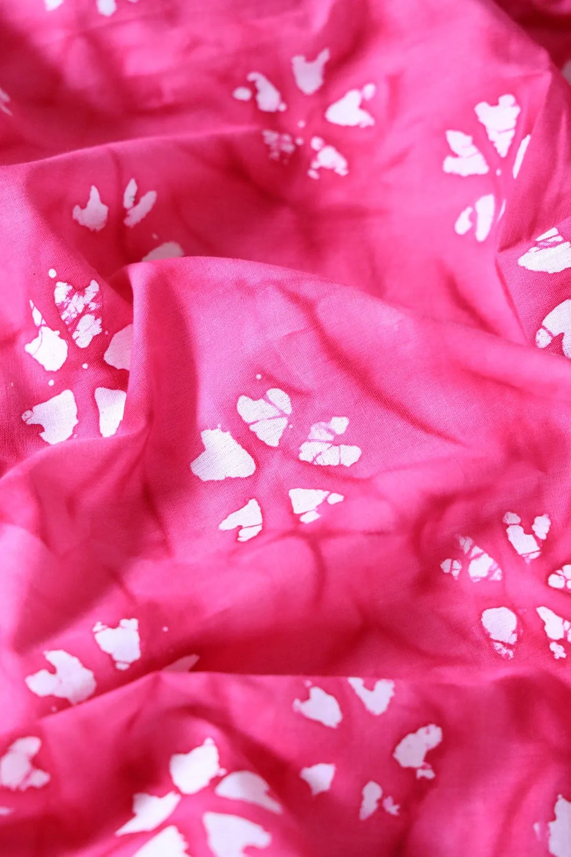 Dark Pink And White Handblock Unstitched Suit (2 Piece)