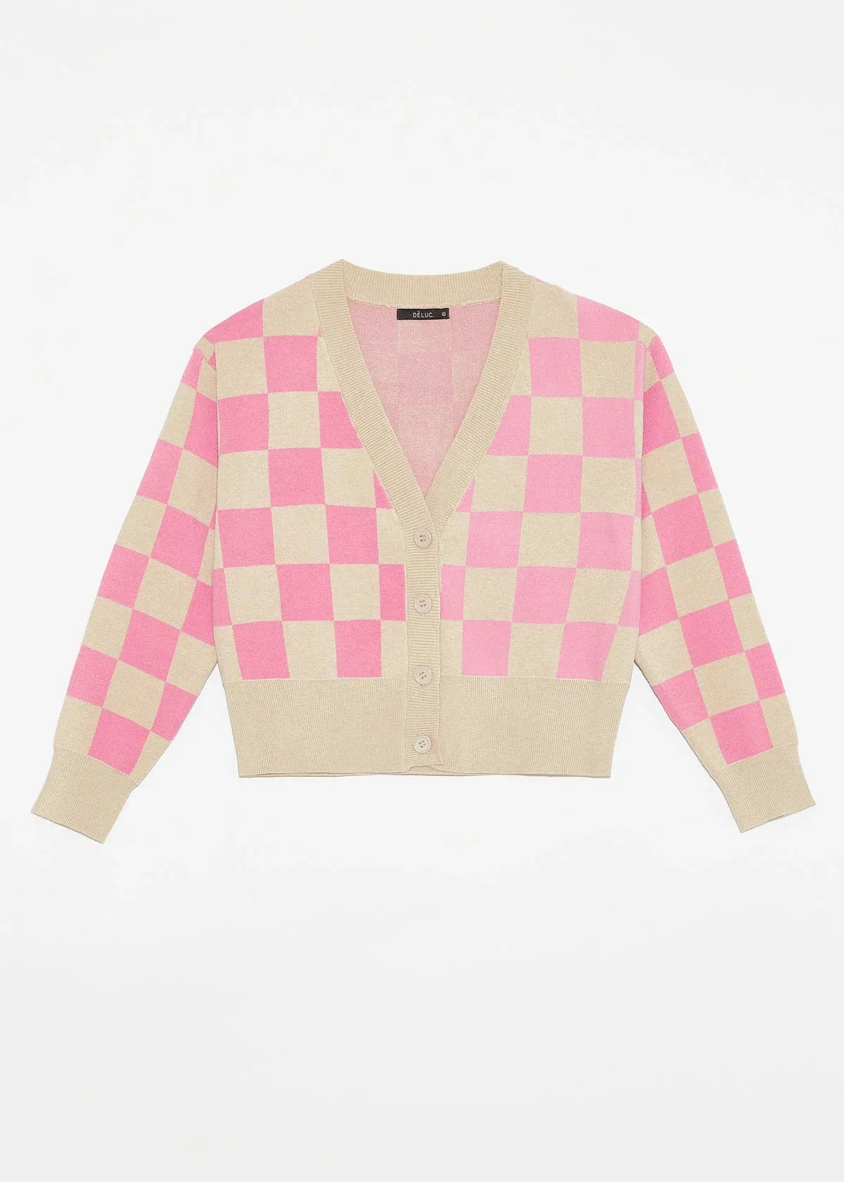 DELUC ECHINACEA COLORBLOCK CARDIGAN - PINK/WHITE