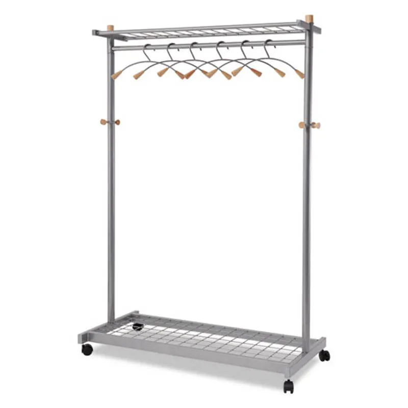 Double-Sided, Two-Shelf Garment Rack w/6 Hangers