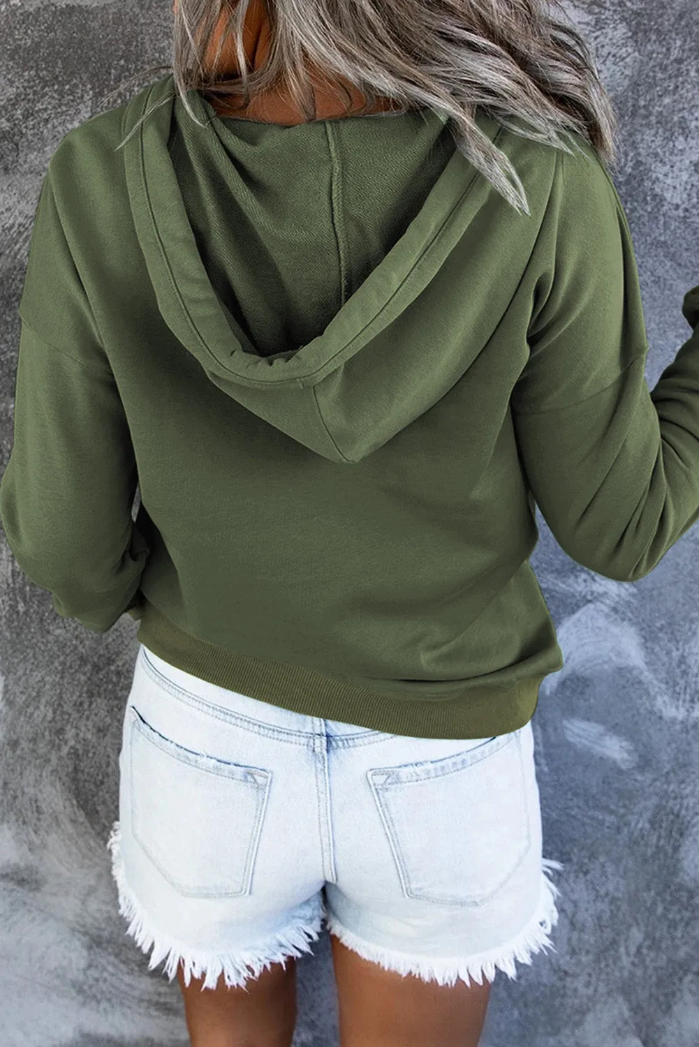 Dropped Shoulder Long Sleeve Hoodie with Pocket - 9 colors